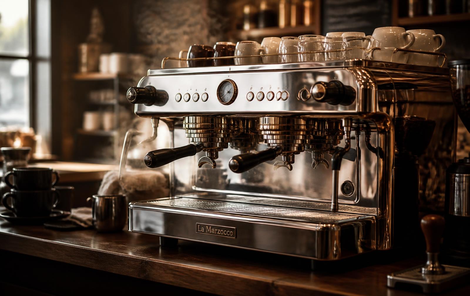 Espresso being pulled on a commercial machine