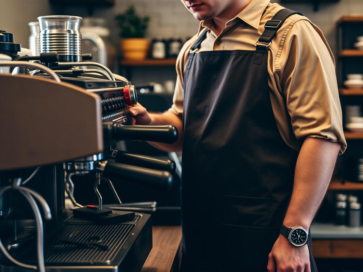 Technician servicing an espresso machine